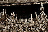 Myanmar - Mandalay, Shwenandaw Kyaung (the Golden Palace) a wonderful example of the Burmese unique teak architecture and wood-carving art. 